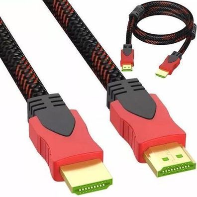 Kabel HDMI 3D 4K UHD 2160p und HD 1080p Highspeed Geflochten Schwarz 2,7m Retoo