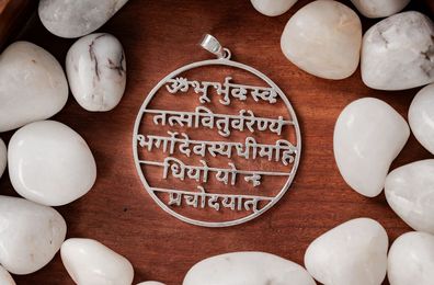 Gayatri Mantra Amulett, 925 Sterling Silber ø 43 mm, P-83