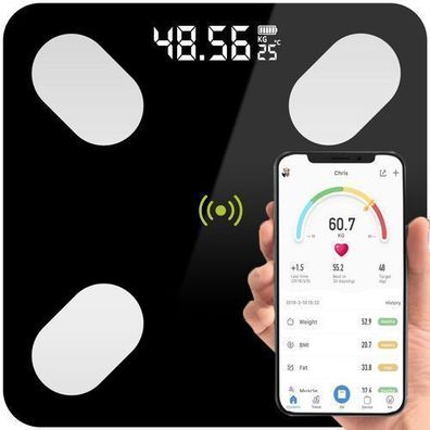 Digital Bluetooth Körperfettwaage mit App Körperanalysewaage, Personenwaagen Retoo