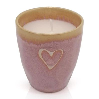 Mea Living Stoneware Kerze im Espressobecher HERZ, rosa, STO-KER-009 1 St