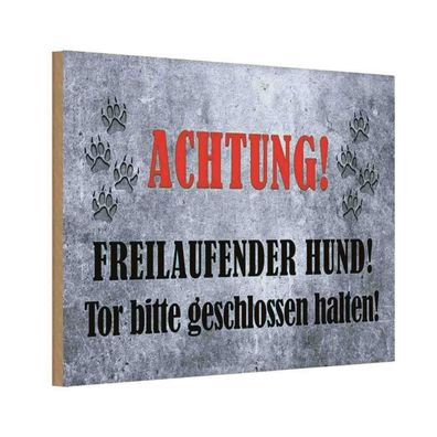 vianmo Holzschild 18x12cm Achtung freilaufender Hund Deko Geschenk