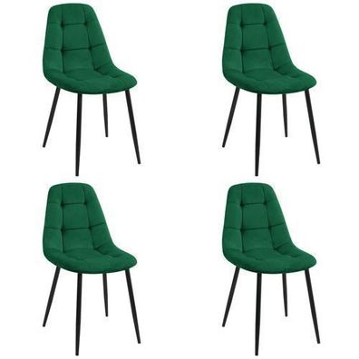 Esszimmerstühle mit Samt 4er Set AKORD SJ.1 Stuhl aus Velours in Flaschengrün