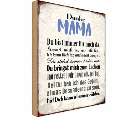 vianmo Holzschild 12x18cm Danke Mama du bist für mich da Deko Geschenk