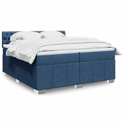 vidaXL Boxspringbett mit Matratze Blau 200x200 cm Stoff