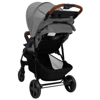 vidaXL 2-in-1 Kinderwagen Hellgrau Stahl