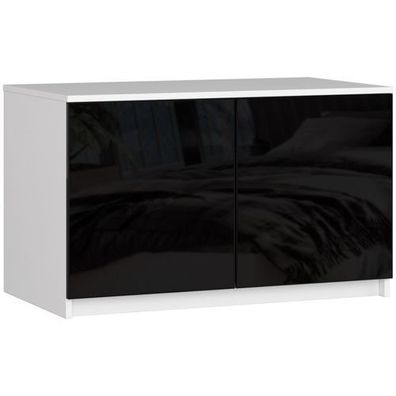 Schrankaufsatz für Kleiderschrank AKORD S90 Weiß 90 cm Front Schwarz Glanz 90x55x51cm