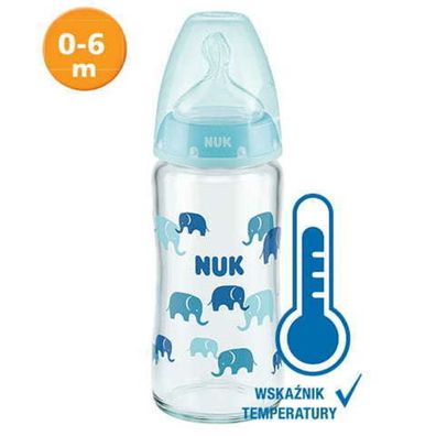 NUK First Choice+ Glasflasche mit Temperaturanzeige 0-6