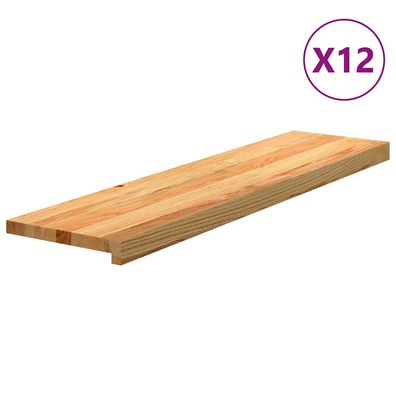 vidaXL Treppenstufen 12 Stk. Hellbraun 100x25x2 cm Massivholz Eiche