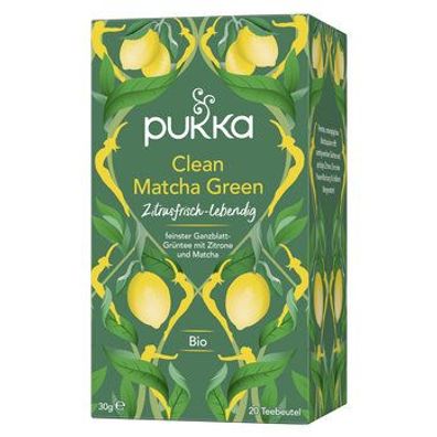 Pukka 3x Pukka Bio-Kräutertee Clean Matcha Green, 20 Teebeutel 20x1,5g