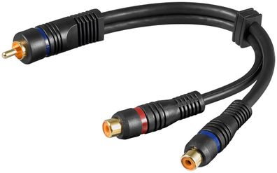 goobay Audio Y Adapterkabel auf 2 Cinchkupplung doppelt geschirmt blau 0,2 m (Bulk)