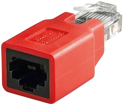 goobay CAT 5e Crossover Adapter RJ45 Buchse an Stecker rot (Bulk)