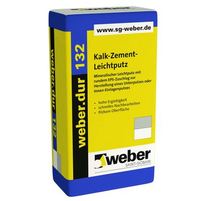 weber. dur 132 Kalk-Zement Leichtputz 30kg naturgrau