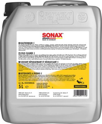 SONAX Professional KaltReiniger schnelltrennend 5 L