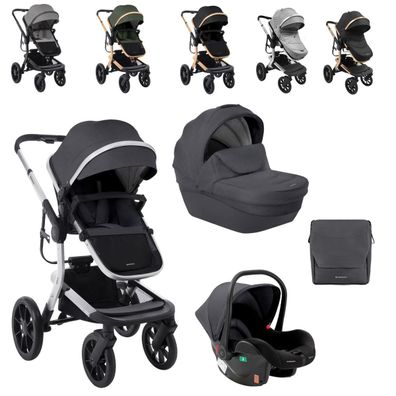 Kikkaboo Kombikinderwagen Irene 3 in 1 Babywanne Autositz Adapter Wickeltasche