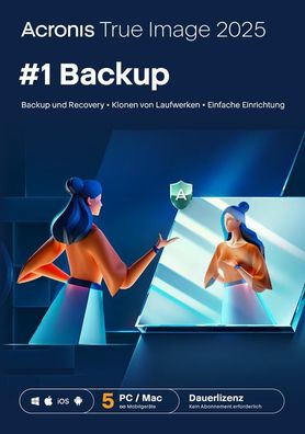 Acronis True Image 2025, 5 Geräte PC/Mac, Dauerlizenz, Download