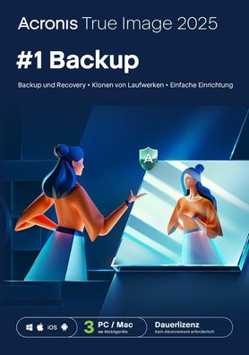 Acronis True Image 2025, 3 Geräte PC/Mac, Dauerlizenz, Download