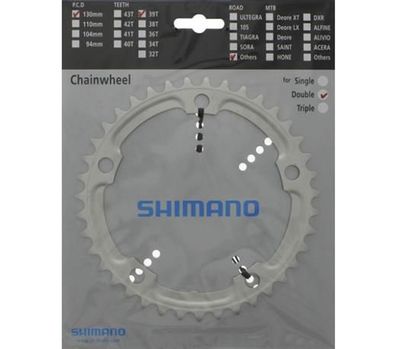 Shimano Kettenblätter Road FC-R550, 39 Zähne, 130 mm, Silber, Aluminium Y-1HZ39000