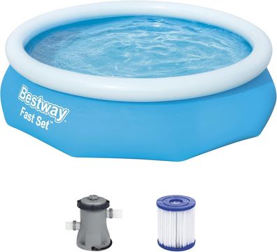 Bestway Fast Set Aufstellpool-Set mit Filterpumpe Ø 305 x 76 cm, blau, rund