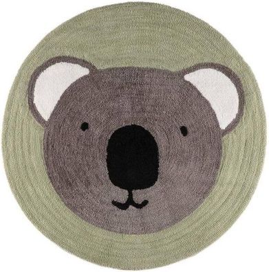 JUNG 4Living Teppich Kinderzimmer Koala Ø 100cm rund, moderner Kinderteppich