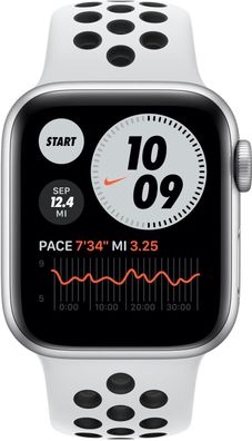 Apple Watch Series 6 Nike GPS 44mm Aluminium Silver Sportband White - Sehr Gut