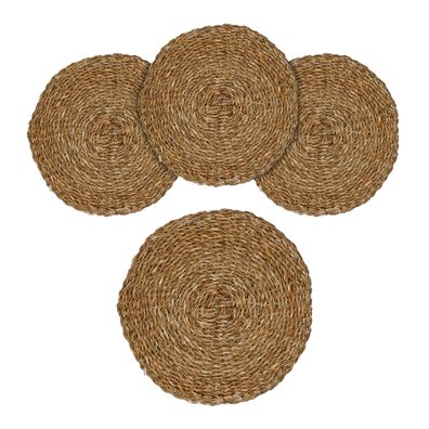 Platzdecke Wasserhyazinthe Seegras rund 38 cm - 4er Set - Tisch Untersetzer natur