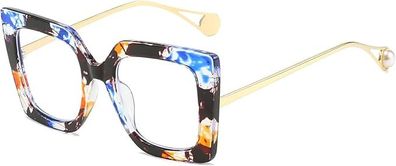 Damen-Retro-Brille mit quadratischem Spiegel, ohne Sehstärke, Damen