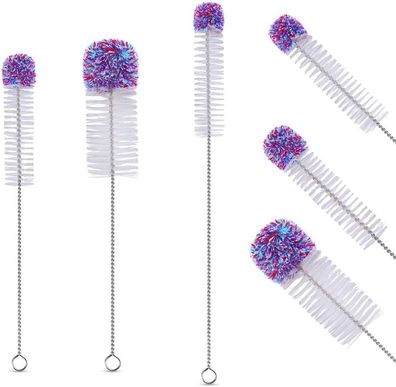 3er Set Flaschenbürste Lang Reinigungsbürste Flasche mit Baumwollkopf