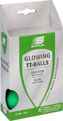 Sunflex Glowing TT-Balls | Tischtennis Ball Ping Pong Tabletennis Leuchtball