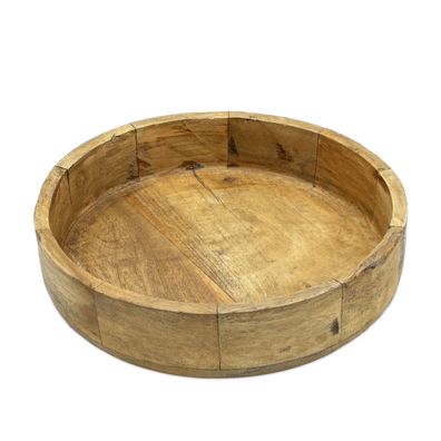 Mango Obst Schale rund natur - 26 cm - Holz Servier Schüssel Tisch Deko Teller