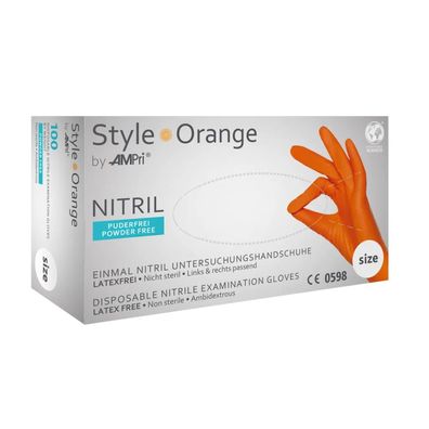 10x STYLE ORANGE, Nitril-Untersuchungshandschuh, puderfrei, orange, Gr. L | Box (100