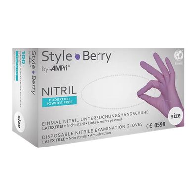 STYLE BERRY, Nitril-Untersuchungshandschuh, puderfrei, lila, Gr. M | Box (100 Stück)