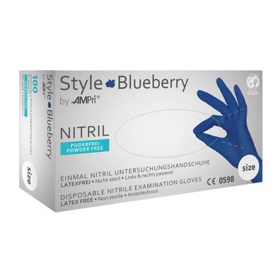 10x STYLE Blueberry, Nitril-Untersuchungshandschuh, puderfrei, dunkelblau, Gr. S | Bo