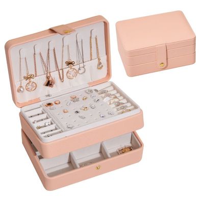 Damen-Schmuck-Aufbewahrungsbox, Reise-Schmuckschatulle, 3 Schichten