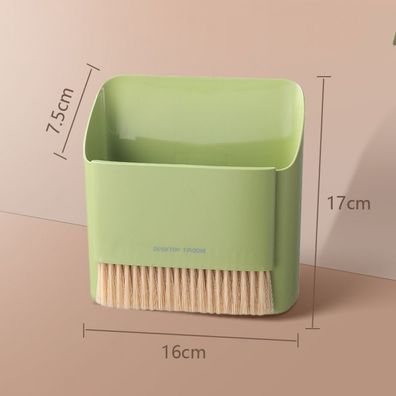 Kleines Besen- und Kehrschaufel-Set zum Reinigen von Schreibtischen (grün)