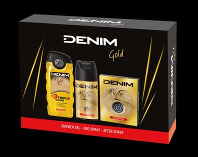 Denim Gold Geschenkset After shave 100ml + Deospray 150ml + Duschgel 250ml