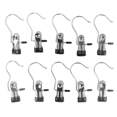 10er-Pack Bobtail Kleiderbügel-Clips aus Edelstahl mit Multifunktionshaken