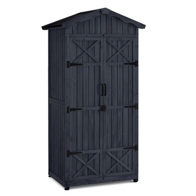 M MCombo Gartenschrank Gartenhaus Holz, 74×99×193 cm (Anthrazitgrau)