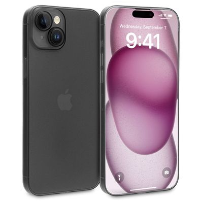 doupi Ultra Slim Case iPhone 15 6,1" Fein Matt Clear Schutz Hülle Skin Cover Schwarz