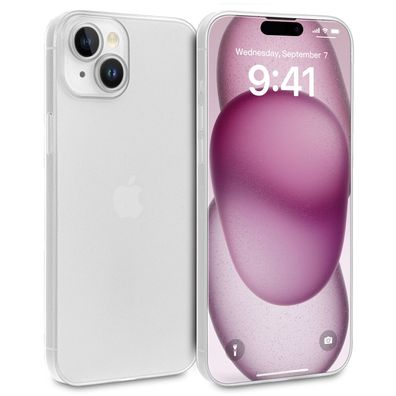 doupi Ultra Slim Case iPhone 15 6,1" Fein Matt Clear Schutz Hülle Skin Cover Weiß