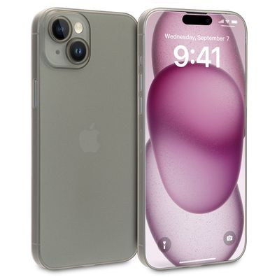 doupi Ultra Slim Case iPhone 15 6,1" Fein Matt Clear Schutz Hülle Skin Cover Grau