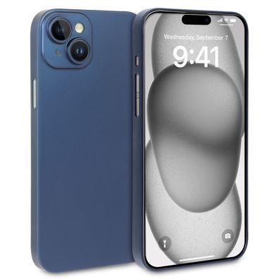 doupi Ultra Slim Case iPhone 15 6,1" Fein Matt Clear Schutz Hülle Skin Cover Blau