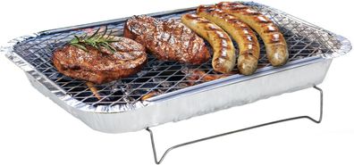 RESCH 502602 mobiler Holzkohle Einweg-Grill mit Kohle & Rost