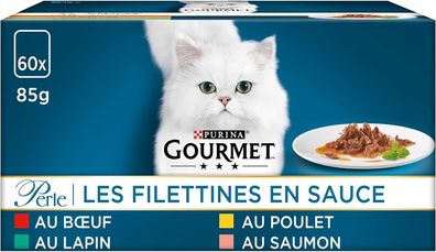 PURINA Gourmet Perle Exquisite Stripes Cat Food Wet Varieties Mix 60 Pack (60 x 85 g)