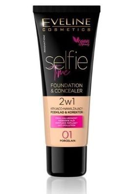 Eveline Selfie Zeit Grundierung, Concealer, 01 Porcelain