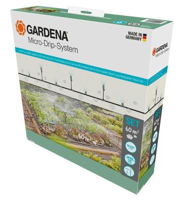 Micro Drip Bewässerung Gemüsegarten/Blumenbeet Set (60 m2) Gardena