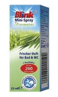 Blink Zitronengras Spray, 25ml Erfrischender Zitrusduft