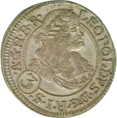 Schlesien 3 Kreuzer 1670 SHS Leopold I. Silber*