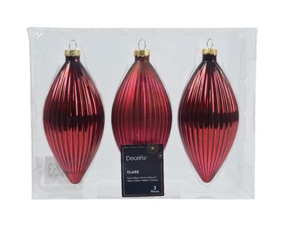 Olive Glas d6h13 cm oxblood 3pcs Weihnachten Decoris