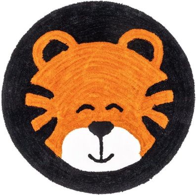 JUNG 4Living Teppich Kinderzimmer Tiger Ø 100cm rund, moderner Kinderteppich