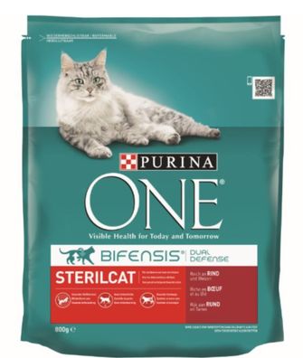 Katzenfutter one sterilcat reich an Rindfleisch & Weizen Trockenfutter 800 gr Pur